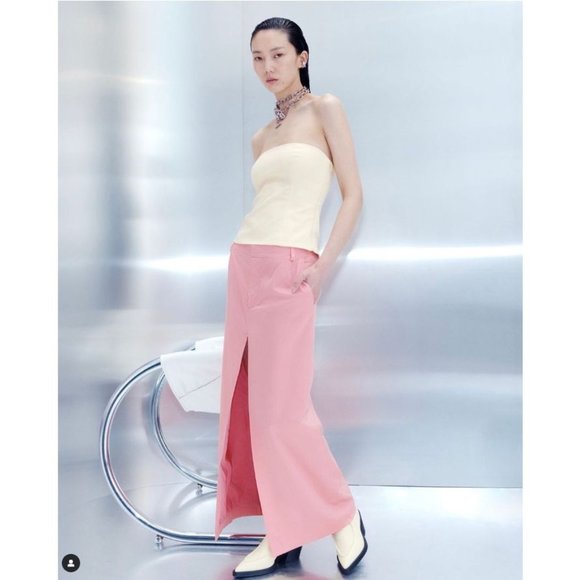 SIR. the label Giacomo Front Split Midi SKIRT Size 4 XL Pink Pockets NEW $550 - Picture 2 of 15